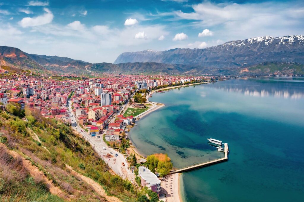 Astonishing,Spring,Cityscape,Of,Pogradec,Town
