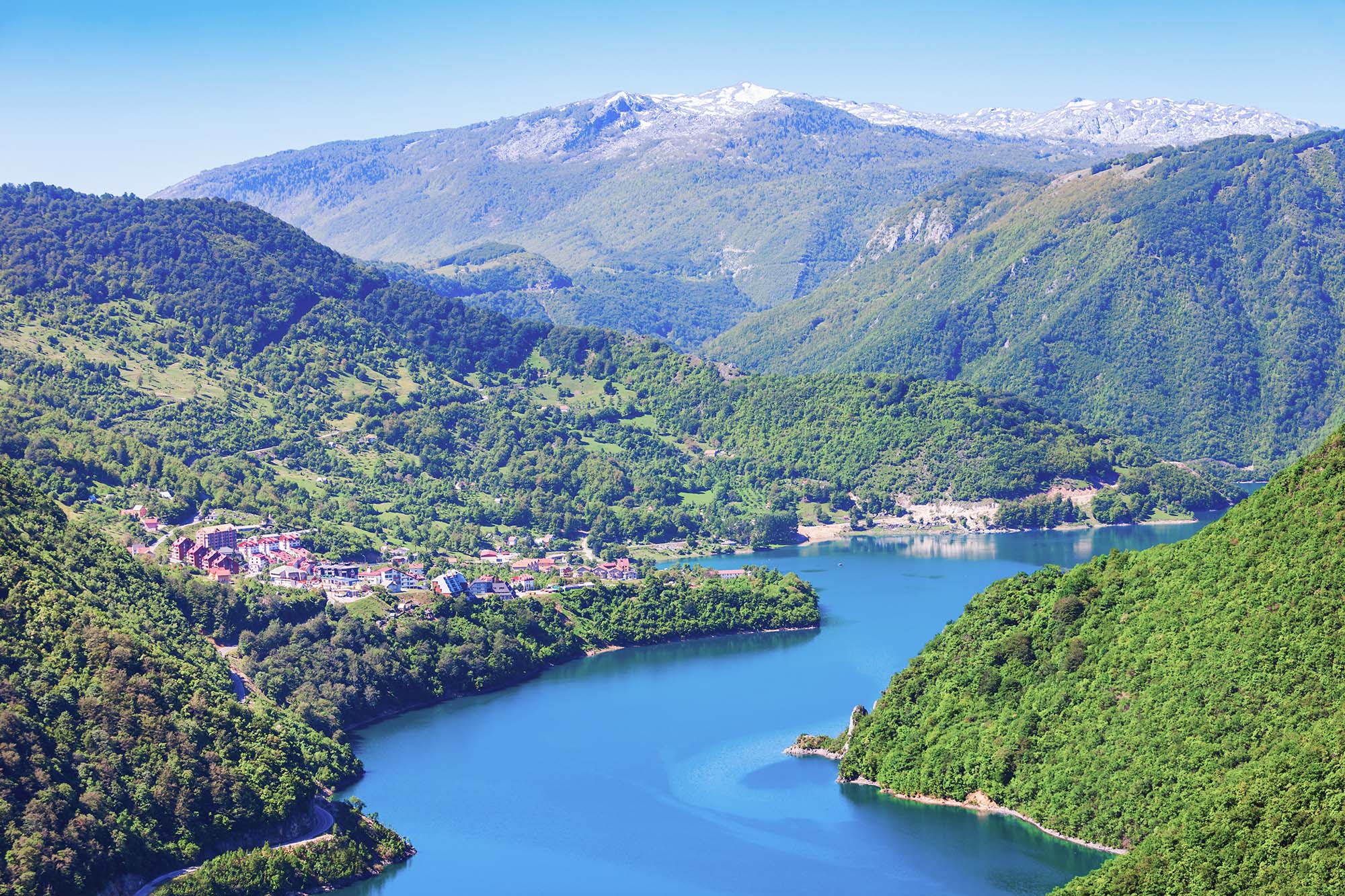 Lake Piva or Pivsko jezero is a reservoir near Pluzine town in Durmitor National Park in Montenegro